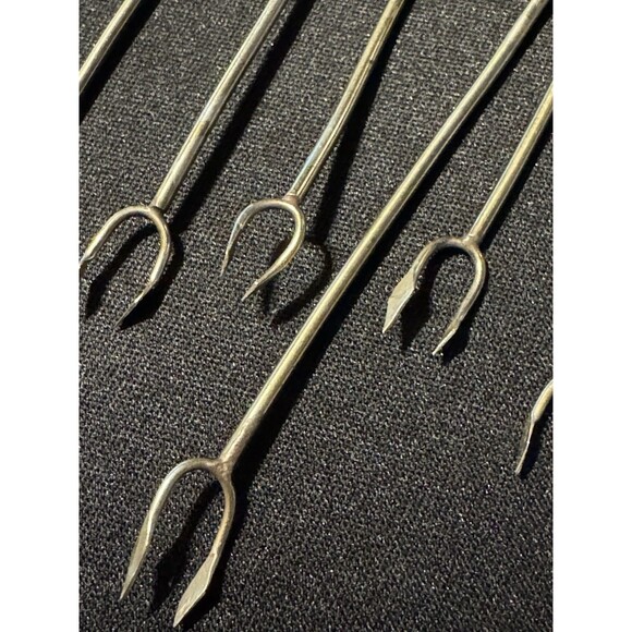 VTG Abalone Cocktail Forks Pickle Olive Set Of 12 Alpaca Taxco Style - Picture 5 of 7